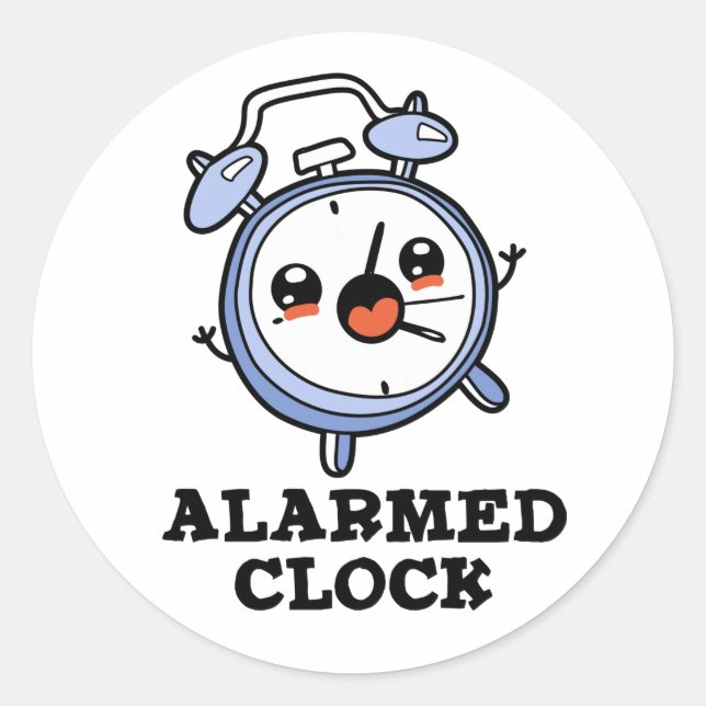 Sticker Rond Horloge Alarmée Drôle Alarme Pun d'horloge (Devant)