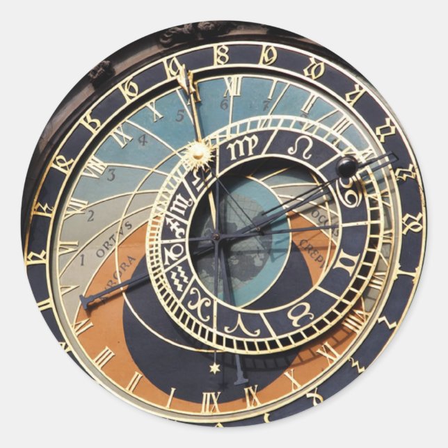 Sticker Rond Horloge Astronomique À Praque (Devant)