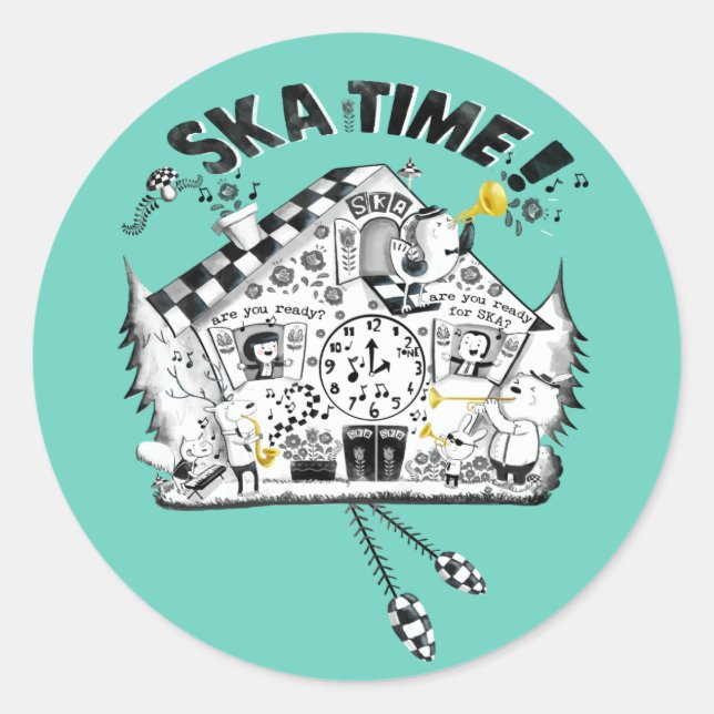 Sticker Rond Horloge heure Ska (Devant)