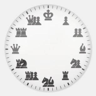 Sticker Rond Horloge murale à thème des échecs
