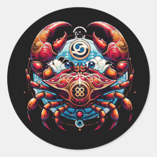 Sticker Rond Horoscope signe astrologique du cancer le crabe