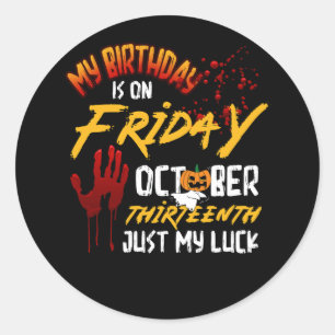 Sticker Rond Horreur Anniversaire 13e Vendredi Treizième Hallow