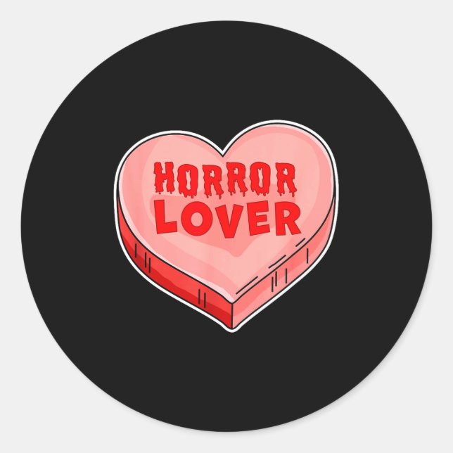 Sticker Rond Horror Lover Candy Heart Valentines Day Halloween  (Devant)