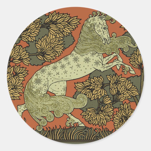 Sticker Rond Horse Arts médiévaux Artisanat Art Nouveau (Devant)