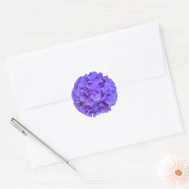 Sticker Rond Hortensias lilas violets fleurs violettes (Enveloppe)