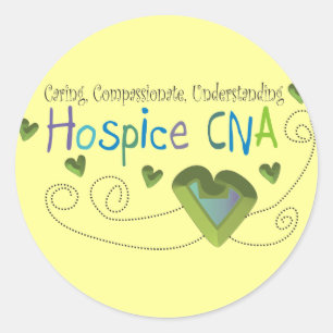 Sticker Rond Hospice CNA Green Hearts