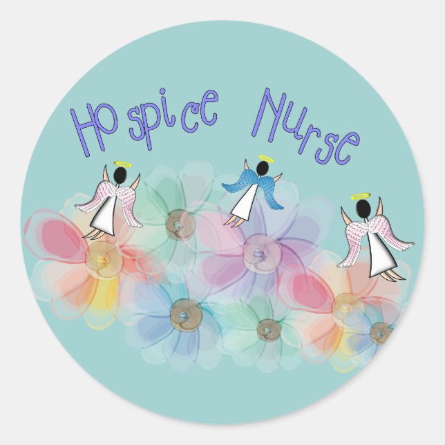 Sticker Rond Hospice Nurse WHISPY Angels Design (Devant)