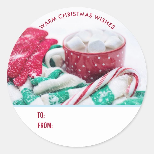 Sticker Rond Hot Cocoa Marshmallows & Sucre de canne cadeau de  (Devant)