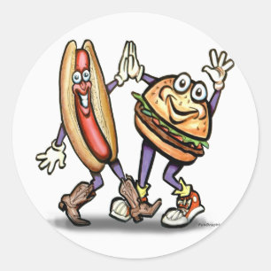 Sticker Rond Hot Dog n Hamburger