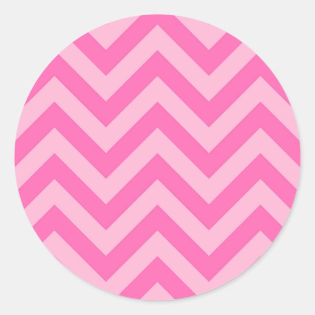 Sticker Rond Hot Pink 2, Cotton Candy LG Chevron ZigZag Pattern (Devant)