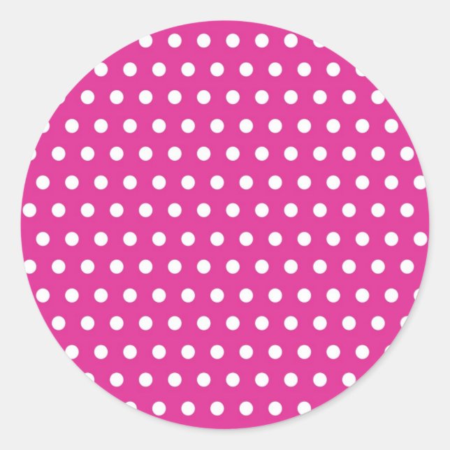Sticker Rond Hot rose Fuchsia et blanc Pois Motif cadeau (Devant)