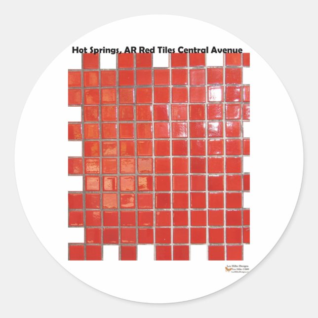 Sticker Rond Hot Springs, AR Red Tiles Central Ave Dons (Devant)