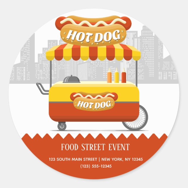Sticker Rond hotdog de rue alimentaire (Devant)