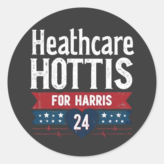 Sticker Rond Hôtes De Soins De Santé Pour Harris 24 Kamala Walz (Devant)