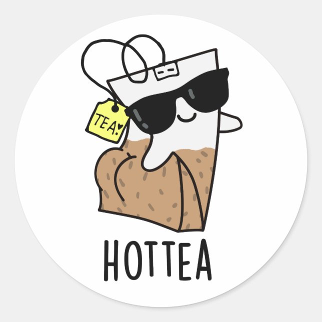 Sticker Rond Hottea Funny Hot Tea Pun (Devant)
