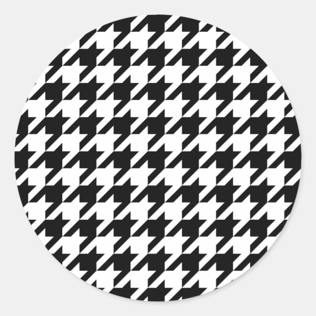 Sticker Rond Houndstooth - Couleur Arrière - plan Personnaliser (Devant)