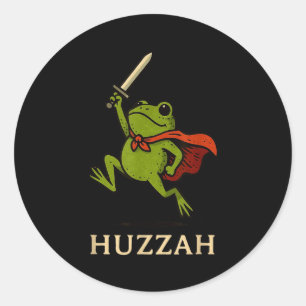 Sticker Rond Hourra Chevalier Grenouille Citation de l'épée drô