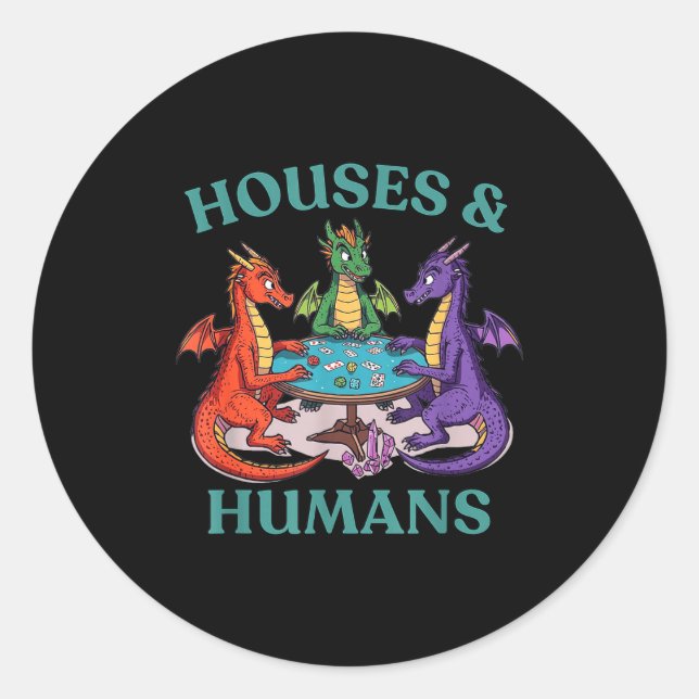 Sticker Rond Houses And Humans Dragon Tabletop Rpg Fantasy Paro (Devant)