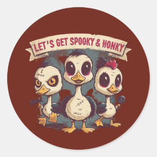 Sticker Rond Housse d'ordinateur Halloween Canard Effrayant