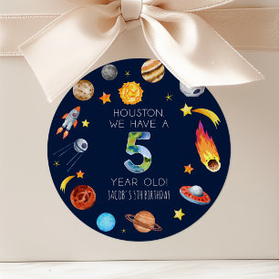 Sticker Rond Houston We Have A 5 Year Old Fête d'anniversaire d