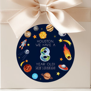 Sticker Rond Houston We Have A 8 Year Old Fête d'anniversaire 8