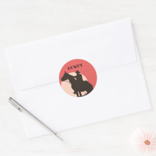 Sticker Rond Howdy Ranch Cowboy Horse Western