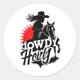 Sticker Rond Howdy Texas Western Melanin Black Cowgirl African