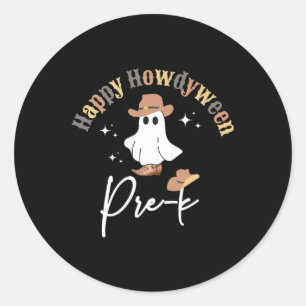 Sticker Rond Howdyween Pré-k Fantôme Occidental Enseignant Prés