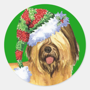 Sticker Rond Howlidays heureux Briard