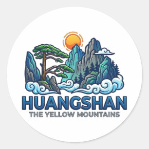 STICKER ROND HUANGSHAN LES MONTAGNES JAUNES