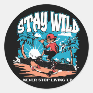 Sticker Rond Huawai surf rétro été