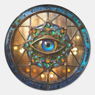 Sticker Rond Hublot rustique de fenêtre de troisième œil