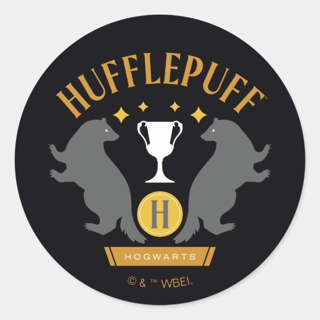Sticker Rond HUFFLEPUFF™ Badger and Cup House Pride Graphisme (Devant)