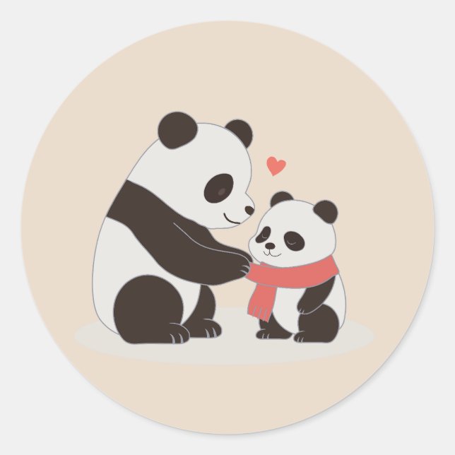 Sticker Rond Hugs Chauds, Panda Love (Devant)