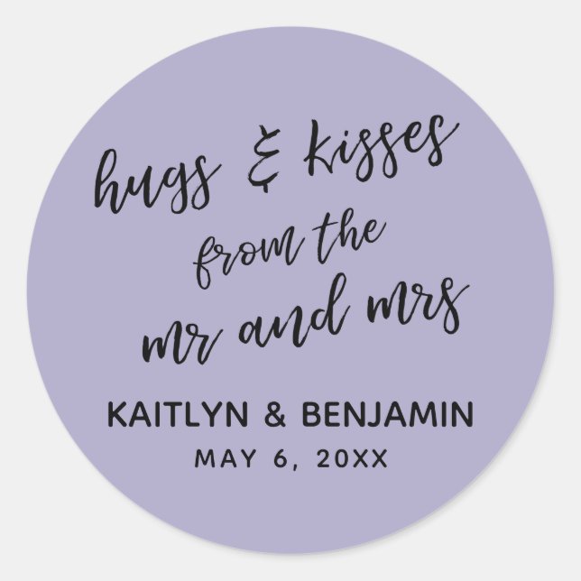Sticker Rond Hugs & Kisses de M. et Mme Dusty Purple (Devant)