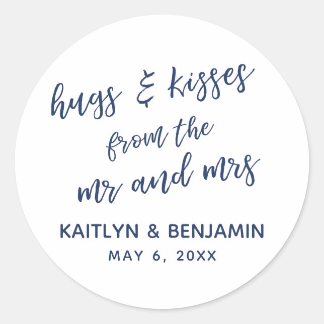 Sticker Rond Hugs & Kisses de M. et Mme Navy sur White (Devant)