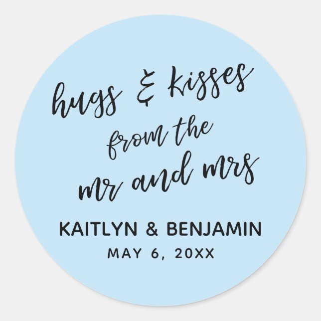 Sticker Rond Hugs & Kisses de M. et Mme Pastel Blue (Devant)