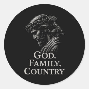 Sticker Rond Hugvyn Dieu Famille Pays Jésus Foi Chrétienne Mi
