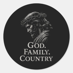 Sticker Rond Hugvyn Dieu Famille Pays Jésus Foi Chrétienne Mi