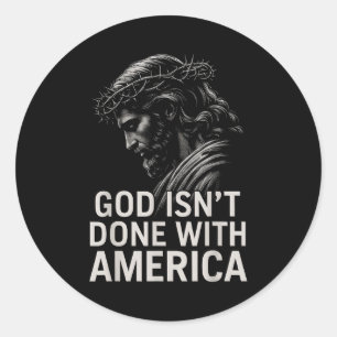 Sticker Rond Hugvyn Dieu n'en a pas fini avec la foi chrétienne