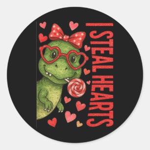 Sticker Rond Hugvyn I vole des cœurs garçons T Rex Saint-Valent