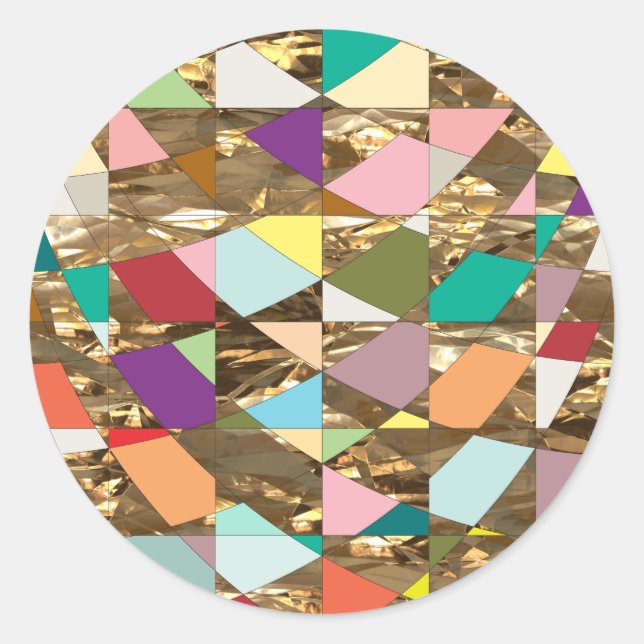 Sticker Rond Huile d'or couleur Abstraite (Devant)
