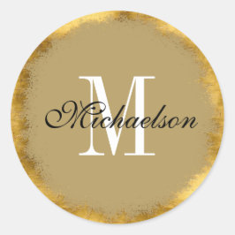 Sticker Rond Huile d'or et monogramme blanc