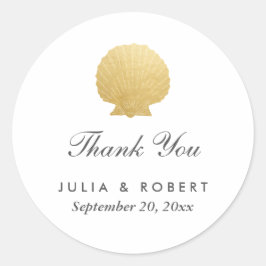 Sticker Rond Huile d'or Seashell Faux | Merci Mariage Océan