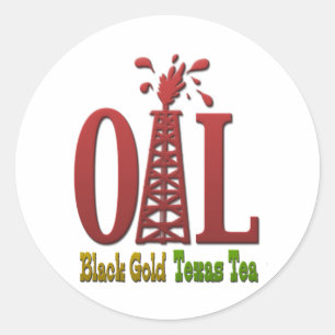 Sticker Rond Huile, Or Noir, Thé Texas