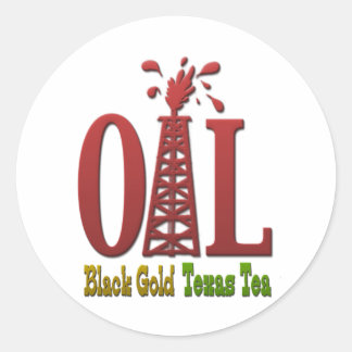 Sticker Rond Huile, Or Noir, Thé Texas