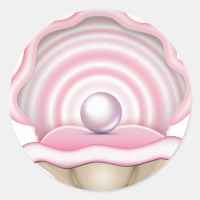 Sticker Rond Huître de perle rose (Devant)