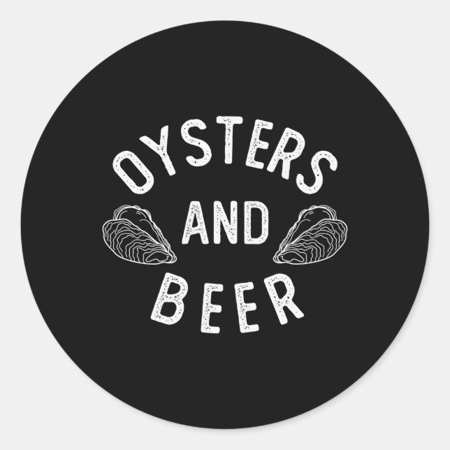 Sticker Rond Huîtres Et Bières (Devant)