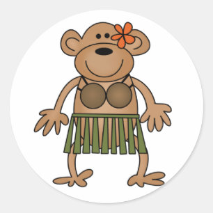 Sticker Rond Hula Dancing Monkey