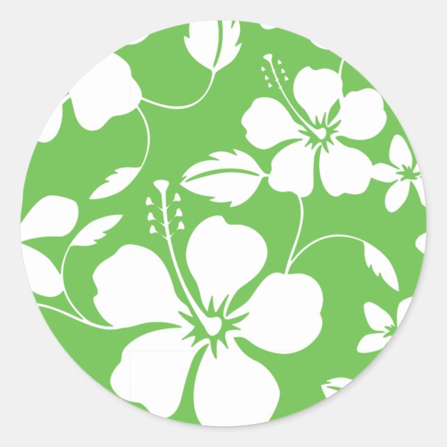 STICKER ROND HULA HAÏIENNE (HIBISCUS) LIME (Devant)